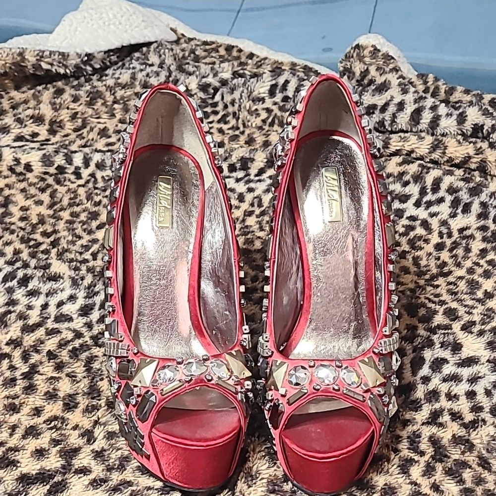 Wild Pair Red Peep Toe Heels